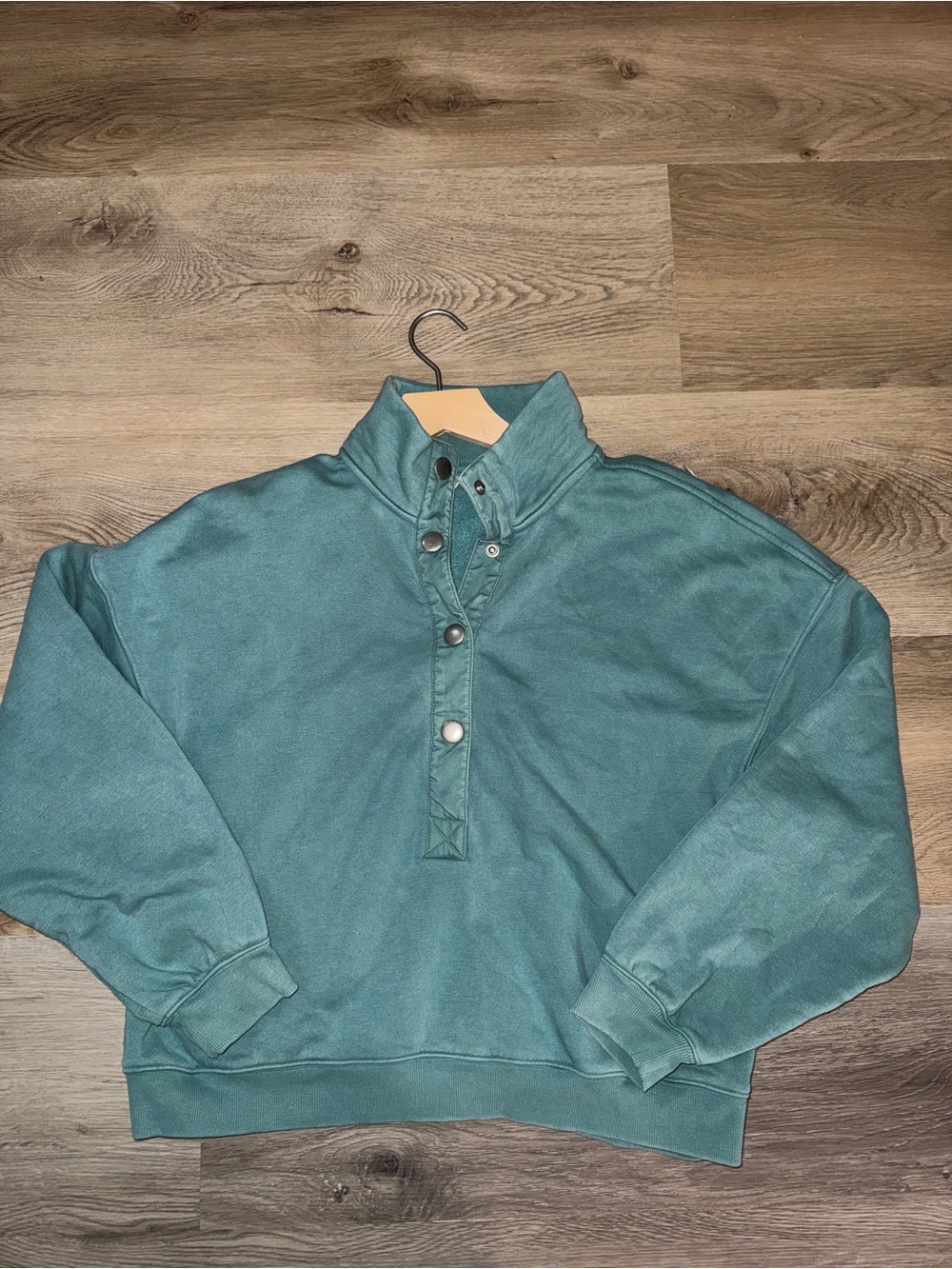 Teal Pullover Snap Sweatshirt